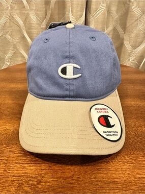 Champion Unisex Adult Two-Tone Baseball Cap in Blue and Tan - Adjustable